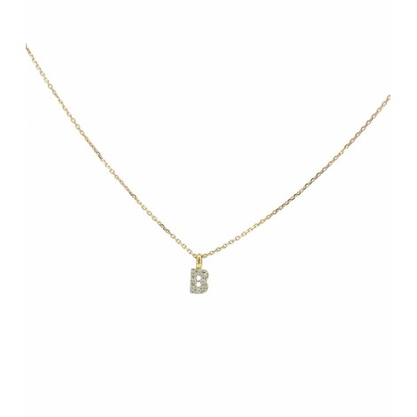Collana Lettera Pendente Oro Giallo 9kt Diamanti 0,06 ct