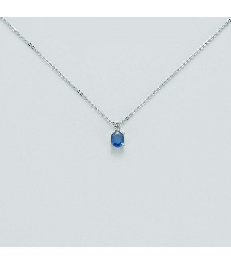 Collana Ciondolo Fiore Zaffiro Blu 2 Ct Rotondo Lab Creata - Foto 8