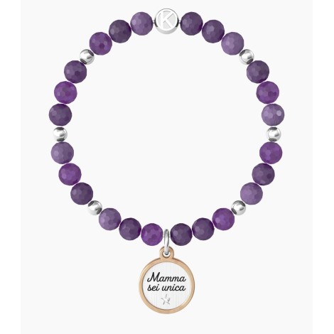 Bracciale Elastico Con Ametista Kidult Mamma Sei Unica 732153