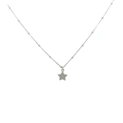 Collana Rosario Argento con Stella pavè
