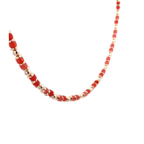 Collana Choker Donna Argento dorato con Perle Salmone