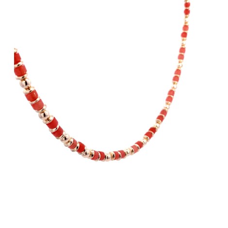 Collana Choker Donna Argento dorato con Perle Salmone