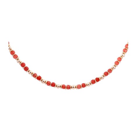 Collana Choker Donna Argento dorato con Perle Salmone