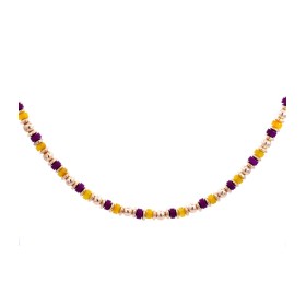 Collana Choker Donna Argento dorato con Perle Viola e Gialle