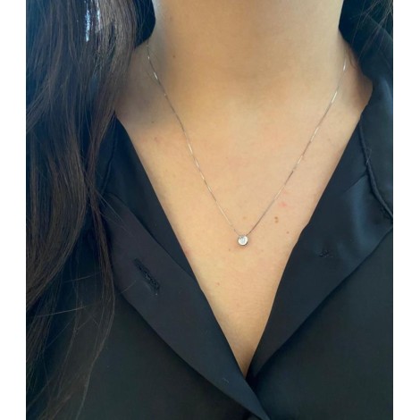 Collana Punto Luce Cipollino Oro Bianco 18 kt Diamante E/F SI