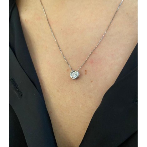 Collana Punto Luce Cipollino Oro Bianco 18 kt Diamante E/F SI