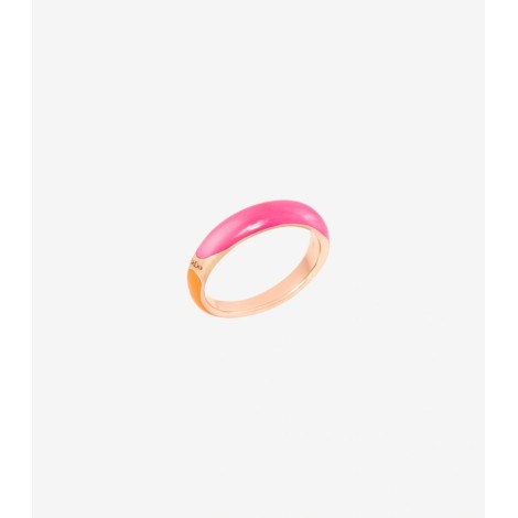Anello Dodo Collezione Rondelle Argento Bi-Color Smalto Rosa-Arancio