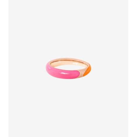 Anello Dodo Collezione Rondelle Argento Bi-Color Smalto Rosa-Arancio
