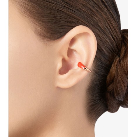 Monorecchino Earcuff Dodo Collezione Rondelle Argento Smalto Rosso Corallo