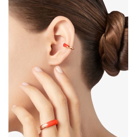 Monorecchino Earcuff Dodo Collezione Rondelle Argento Smalto Rosso Corallo