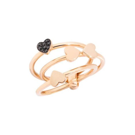 Anello Dodo Lucky in Love Oro Rosa 9kt Brillanti Neri