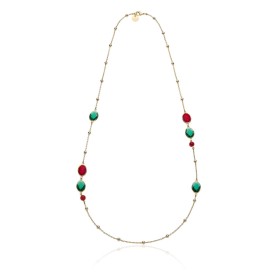 Unoaerre Fashion Jewellery Bronzo Collana Cristalli Verde/Rossi