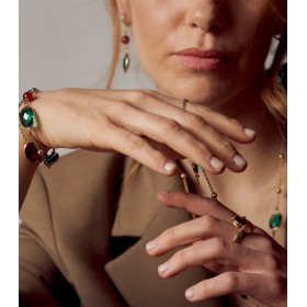 Unoaerre Fashion Jewellery Bronzo Bracciale Cristalli Verde/Rossi