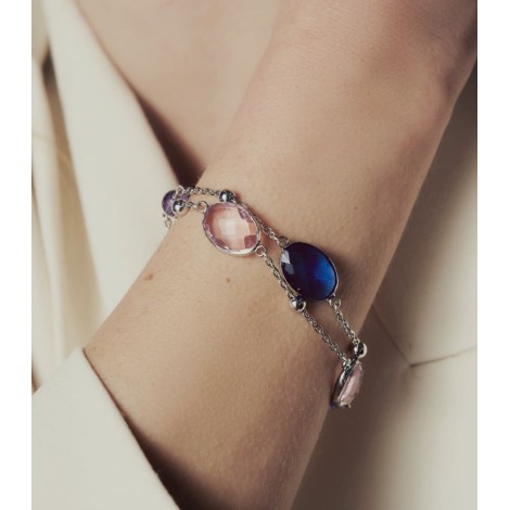 Unoaerre Fashion Jewellery Bronzo Bracciale Cristalli Blu/Viola/Rosa