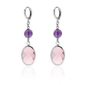 Unoaerre Fashion Jewellery Bronzo Orecchini Pendenti Cristalli Viola/Rosa