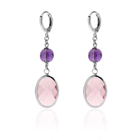 Unoaerre Fashion Jewellery Bronzo Orecchini Pendenti Cristalli Viola/Rosa