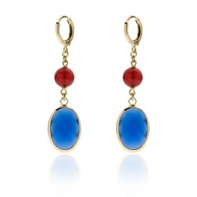 Unoaerre Fashion Jewellery Bronzo Orecchini Pendenti Cristalli Rosso/Blu