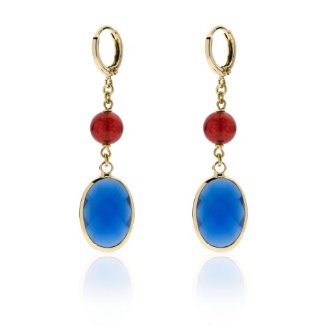 Unoaerre Fashion Jewellery Bronzo Orecchini Pendenti Cristalli Rosso/Blu
