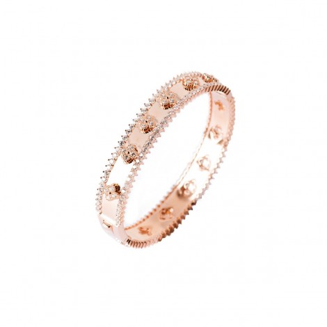 Bracciale Donna Rigido Raggi Argento 925 Rosato con Fiori