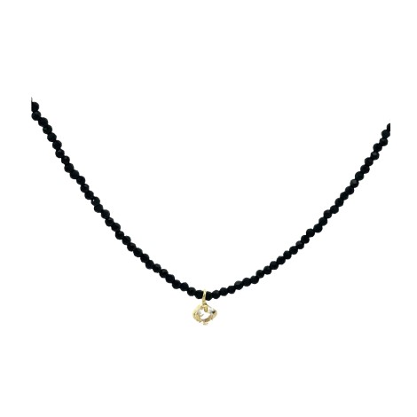 Collana Argento Dorato Pietre Nere Zircone