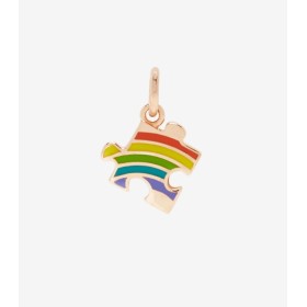 Ciondolo Dodo Puzzle Love is Love Oro Rosa 9kt e Smalto Rainbow