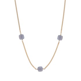 Girocollo Argento Dorato Tre Pietre Calcedonio