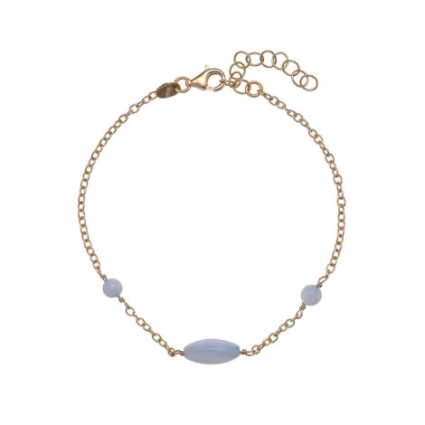 Bracciale Alisia Argento Dorato Pietre Tonde E Ovali Azzurre