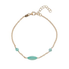 Bracciale Alisia Argento Dorato Pietre Tonde E Ovali VerdeAcqua