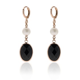 Orecchini Unoaerre Pietra Nera E Bronzo 2270