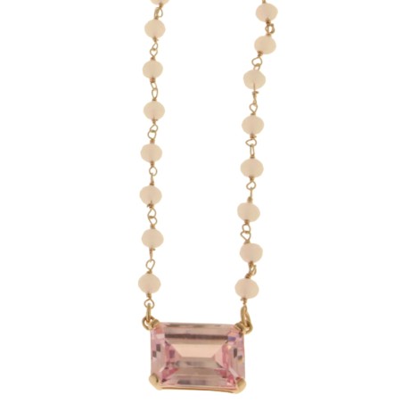 Collana MiRaggi Argento Rosato Perle Pietra Grande