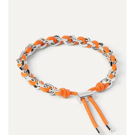 Bracciale PDPAOLA Catena Argentata e Corda Tangerine PU02-686-U