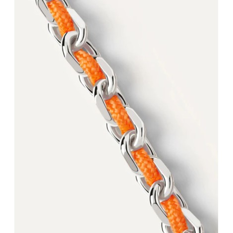 Bracciale PDPAOLA Catena Argentata e Corda Tangerine PU02-686-U