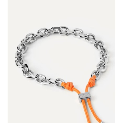 Bracciale PDPAOLA Catena Argentata e Corda Tangerine Essential PU02-693-U