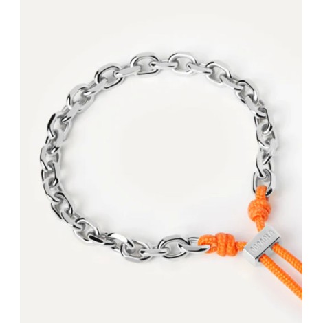 Bracciale PDPAOLA Catena Argentata e Corda Tangerine Essential PU02-693-U