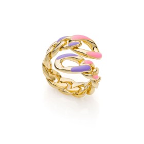 Anello Contrariè Unoaerre Catena Groumette Smaltato Bronzo Dorato