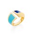 Anello Unoaerre Smalto Azzurro Bronzo Dorato