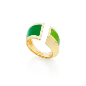Anello Unoaerre Smalto Verde Bronzo Dorato