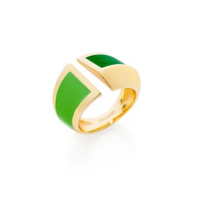 Anello Unoaerre Smalto Verde Bronzo Dorato