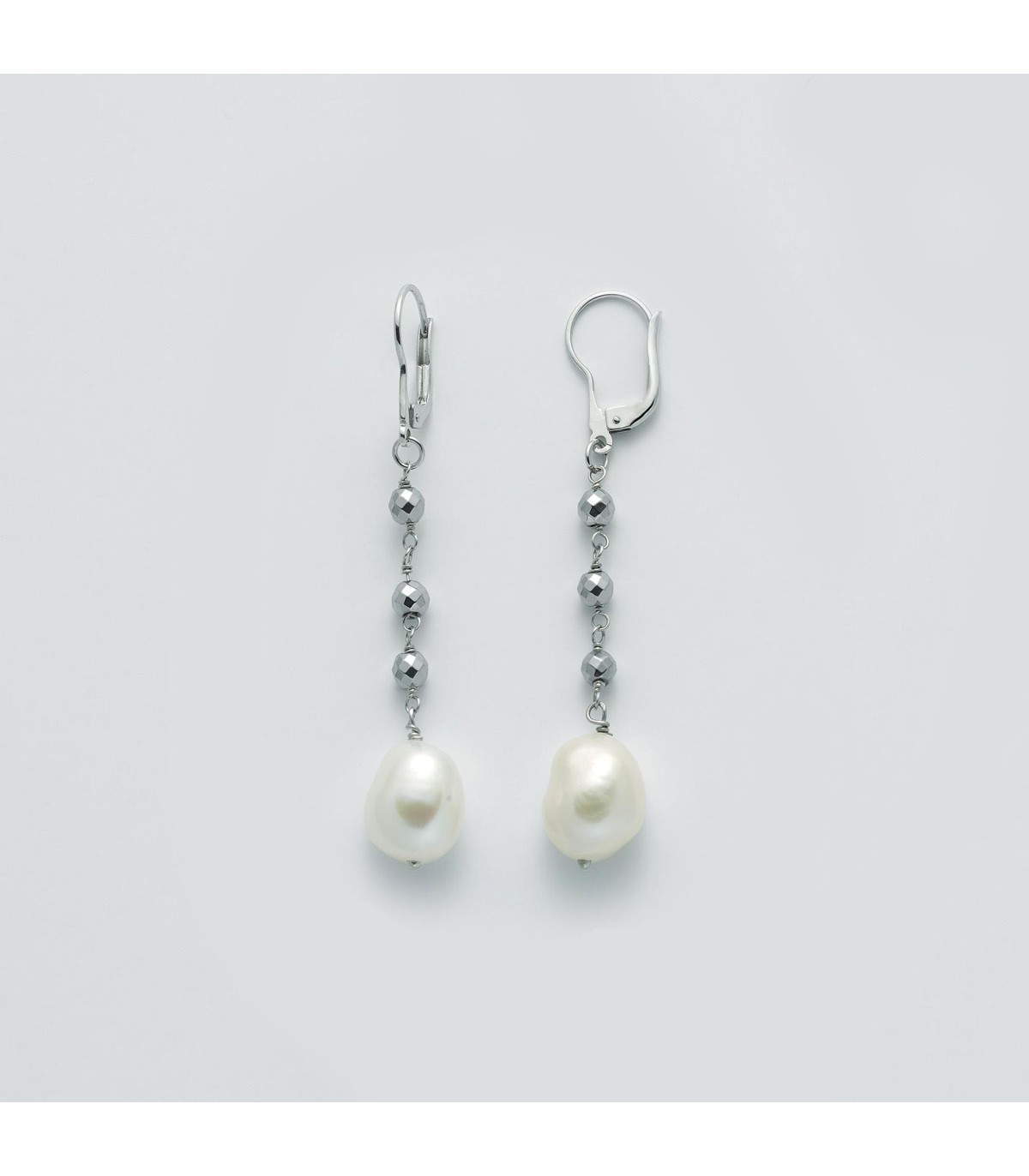 Bungsa Orecchini Perle bianche 12mm Argento Donna