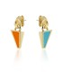 Orecchini Unoaerre Smalto Arancione Turchese Bronzo Dorato