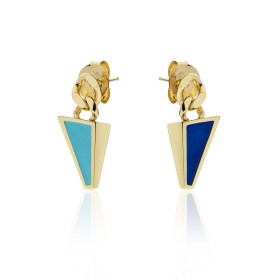 Orecchini Unoaerre Smalto Celeste/Blu Bronzo Dorato