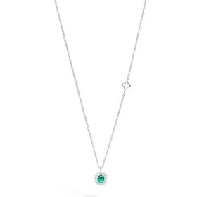 Collana Recarlo Fiore Oro Bianco 18kt Smeraldo Diamanti F VS