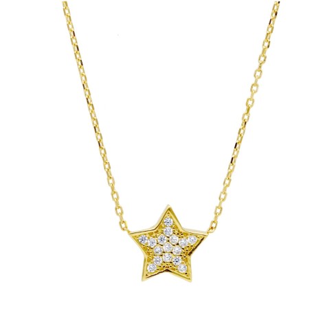 Collana Stella Oro Giallo 18kt Zirconi Bianchi