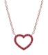 Collana Cuore Silhouette Oro Rosa 18kt Pietre Rosse