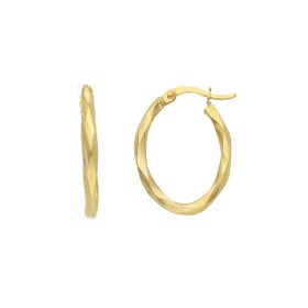 Orecchini Ovali Lavorati Oro Giallo 9kt
