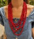Collana Multifili Corallo Rosso e Macramè
