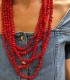Collana Multifili Corallo Rosso e Macramè