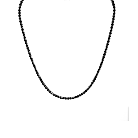Collana Tennis Griffe Tonda Argento Zirconi Neri