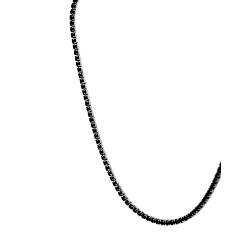 Collana Tennis Griffe Tonda Argento Zirconi Neri