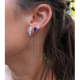 Orecchini Filo Argento Zircone Baguette